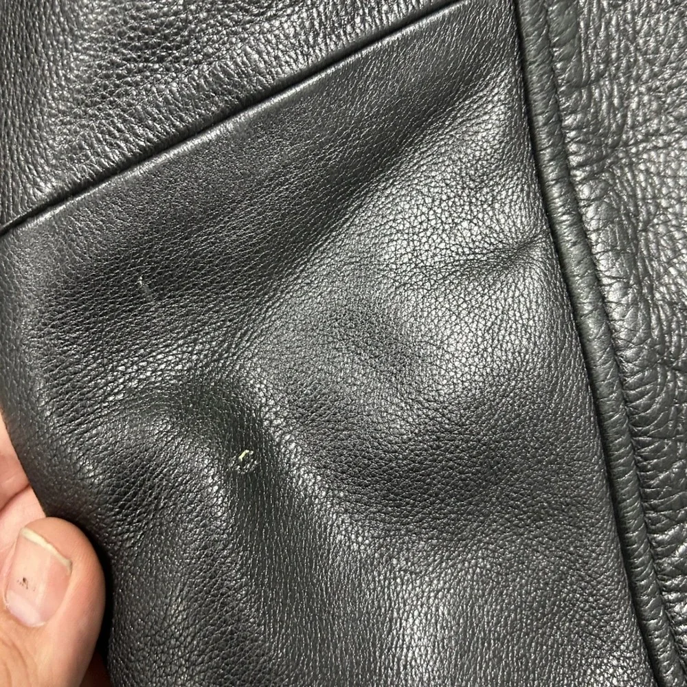 Oakwood Leather Jacket Mens M Black Good Thinsulate Insulated Quilted Lining